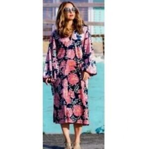 Zara Floral Midi Dress - Pink and Blue